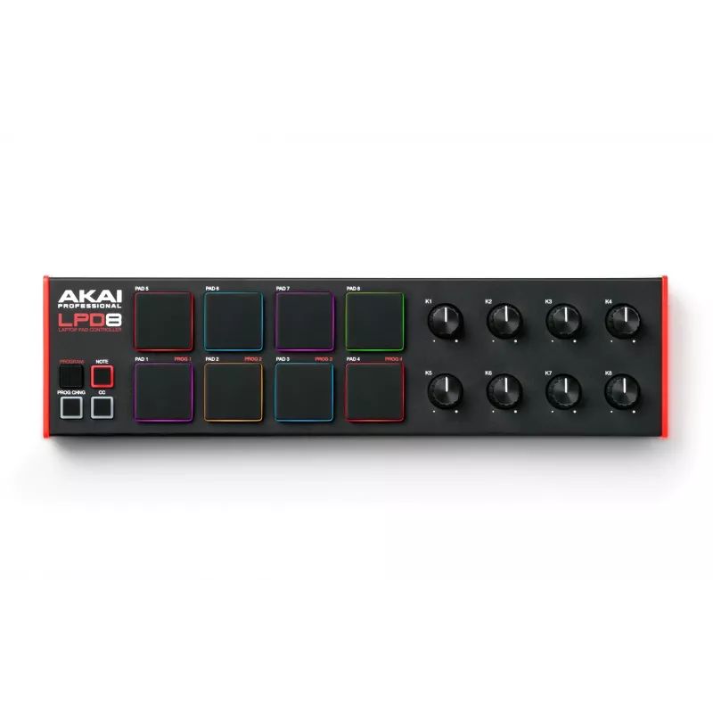 Akai LPD8 MKII klawiatura MIDI 8 klawiszy USB czarny, czerwony