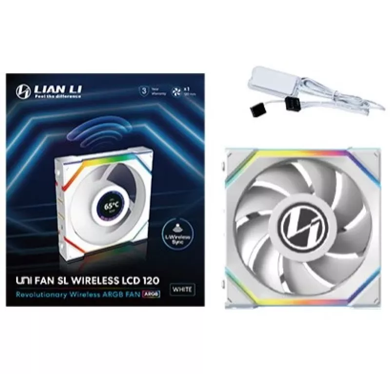 Fan Lian Li UNI FAN SL Wireless LCD 120 12 cm biały 29.5 dB 50.08 cfm
