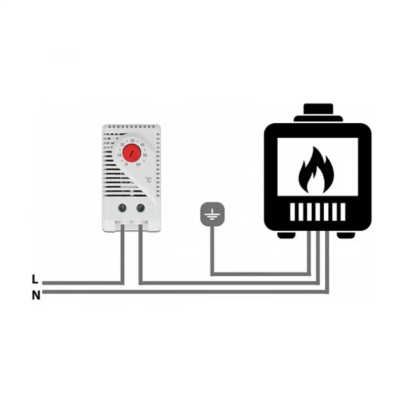 Termostat DELOCK 66824, obudowa z tworzywa sztucznego, IP20, 30 W, 250 V, 10 A, 43×60×33 mm, szary/czerwony