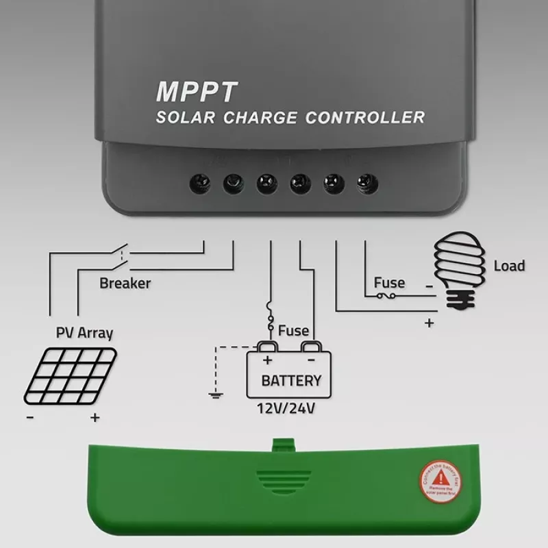Solarny regulator ładowania QOLTEC MPPT 50A 12V/24V z LCD, model 53664