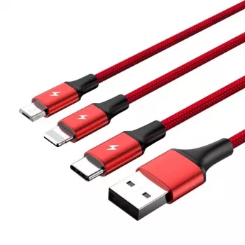 UNITEK C4049RD Kabel USB 1.2 m USB A USB C/Micro-USB B/Lightning Czerwony