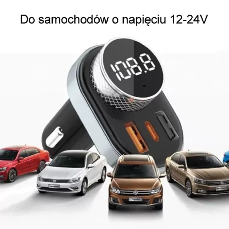 Zestaw głośnomówiący Awei C-843 Bluetooth 5.0 z transmiterem FM, portami USB i USB-C