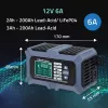 Inteligentna ładowarka akumulatorów Qoltec z mikroprocesorem, testerem akumulatorów i funkcją regeneracji 12V | 6A | LCD | Ładowarka do akumulatorów AGM LiFePO4 GEL