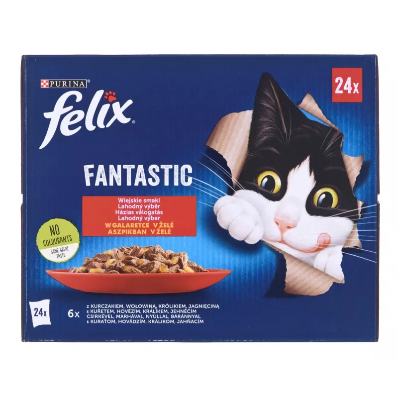 Felix Fantastic wiejskie smaki w galaretce - mokra karma dla kotów - 24x 85g
