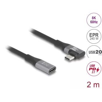 Kabel USB DeLOCK 81148 2m USB C Czarny 20 Gbit/s