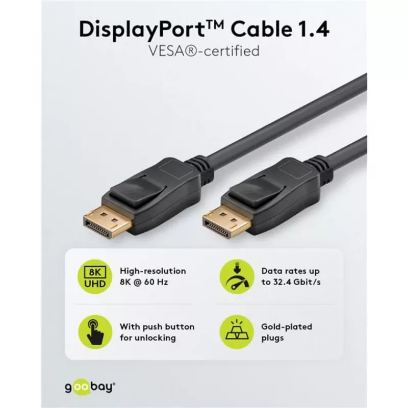 Kabel DisplayPort Goobay 74777 1 m Czarny G-Sync FreeSync