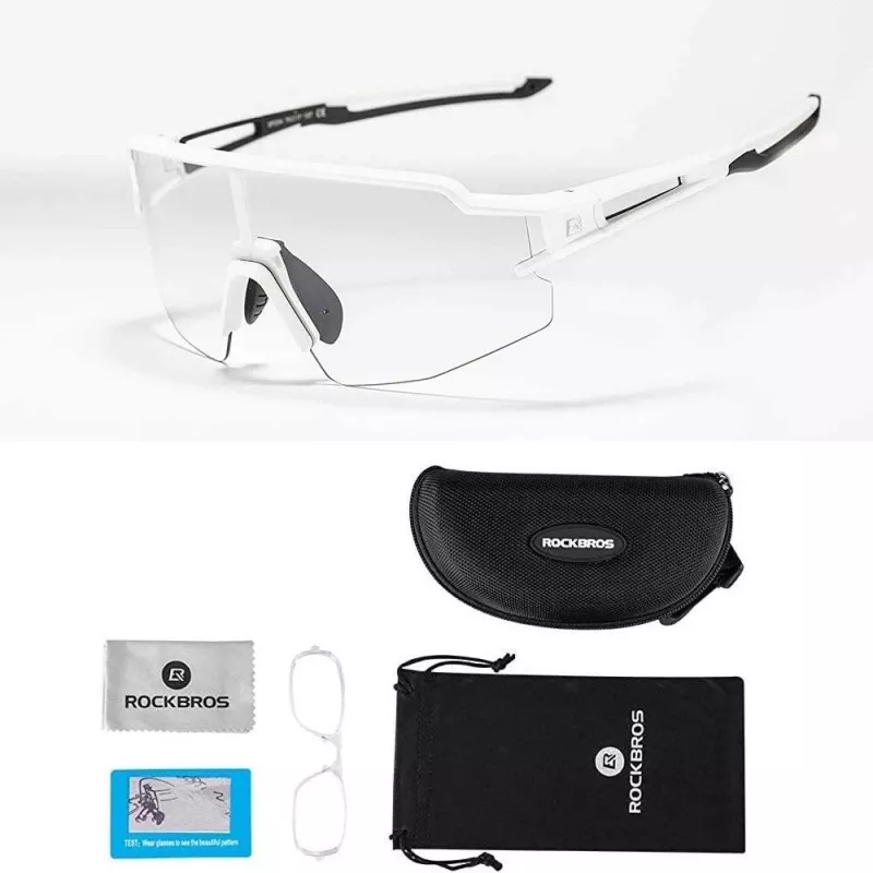 Rockbros 10172 UV400 białe fotochromowe okulary rowerowe