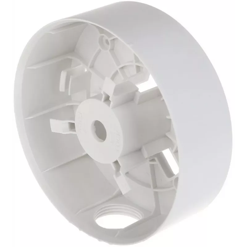 Puszka przyłączeniowa Hikvision DS-1280ZJ-PT3 — biała, uniwersalny montaż, Ø12 cm, wys. 40,5 mm, maks. obciążenie 2 kg