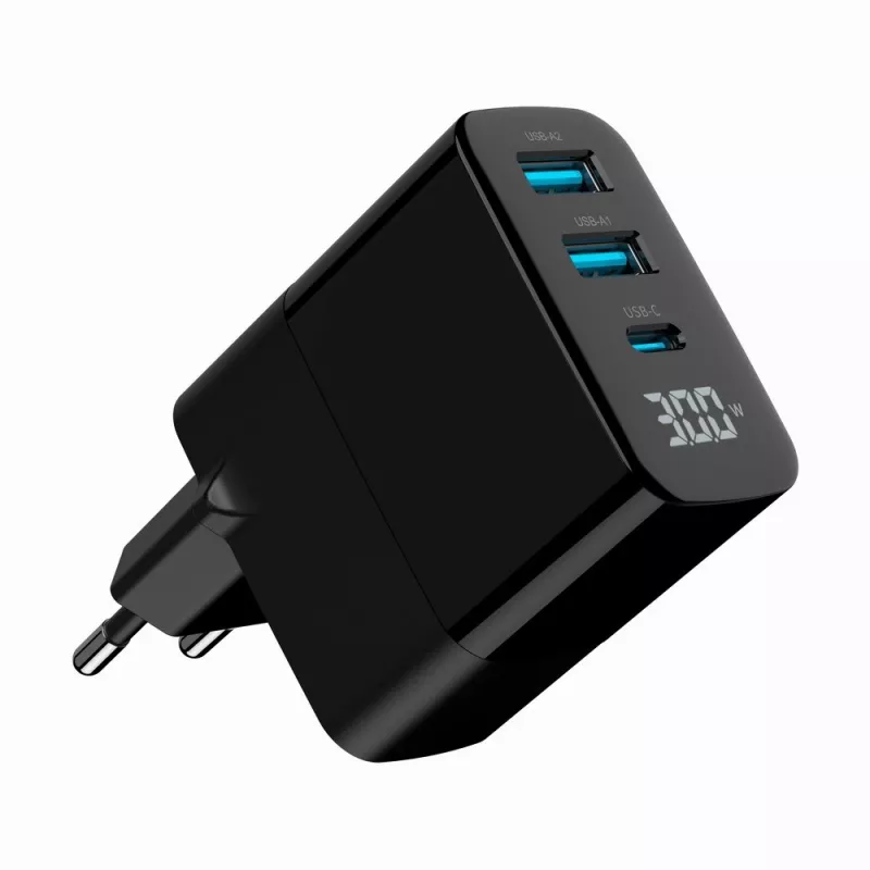 Gembird TA-UC-PDQC30LCD-BK-02 ładowarka do urządzeń mobilnych Uniwersalna Czarna AC Szybkie ładowanie Wewnętrzna