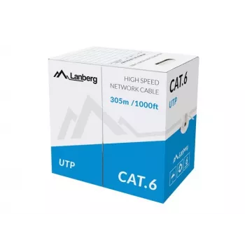 Kabel sieciowy LANBERG Cat6 U/UTP LCU6-11CU-0305-S, 305 m, 23 AWG, szary, płaszcz HDPE