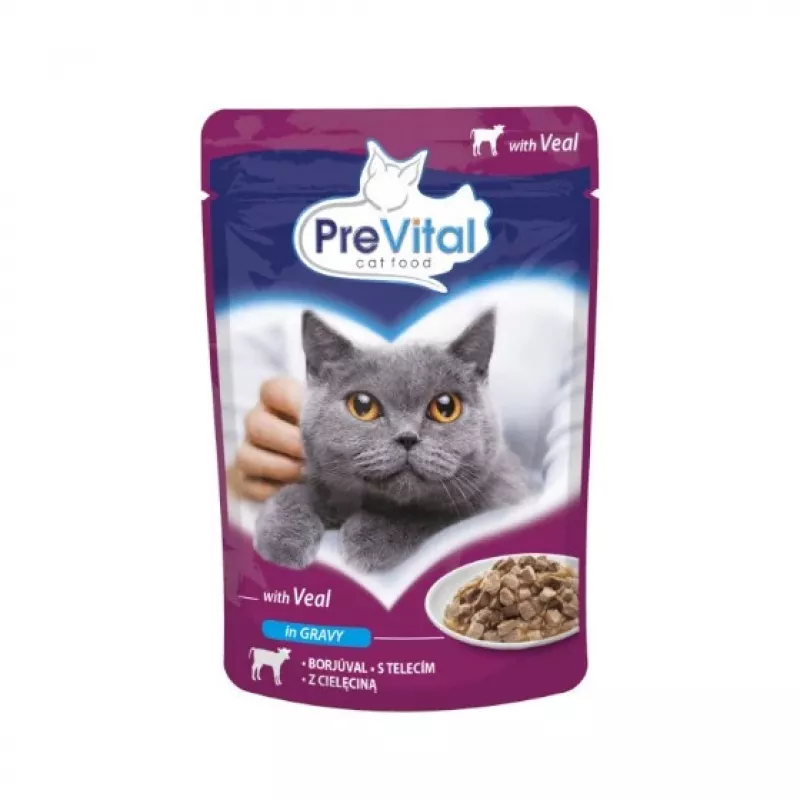 Mokra karma dla kota PREVITAL Cat Food Mix 4 smaki — kurczak, cielęcina, łosoś, drób, 96 x 100 g saszetek (9,6 kg, dorosły)