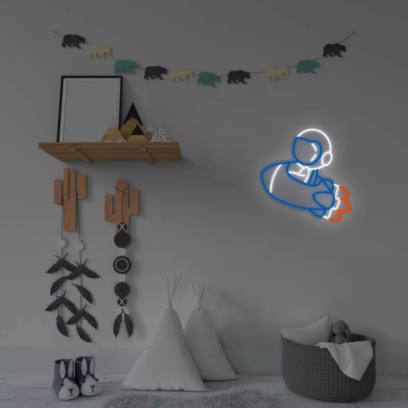 Dekoracyjne światło neonowe MANTA SNL90MT Style Neon Lights — motyw Astronauty na Rakiety