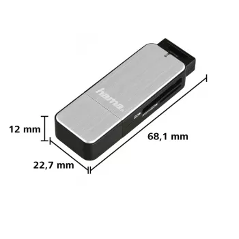 Hama 123900 czytnik kart USB 3.2 Gen 1 (3.1 Gen 1) Czarny, Srebrny