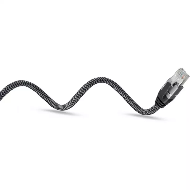 Ethernet-kabel USB-C 3.2 Gen2 Plug > RJ-45 Plug, LAN-Adapter Czarny/Srebrny, 1,5 Meter, braided textile jacket