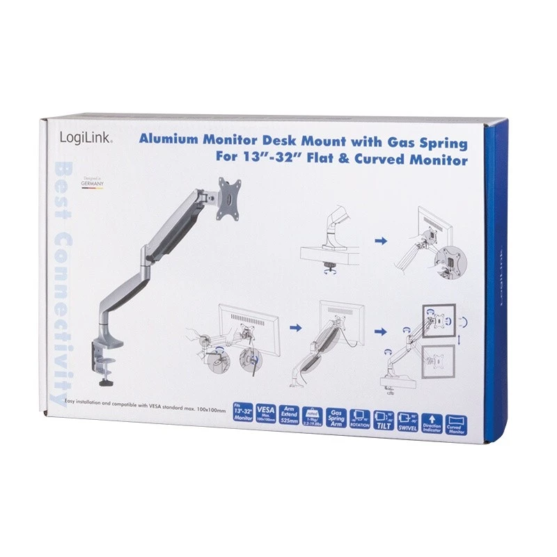 Uchwyt do monitora LogiLink BP0042 81,3 cm (32 cale) biurkowy, aluminiowy