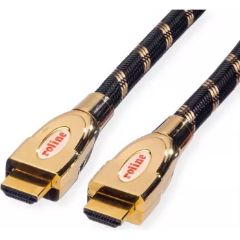 Roline Gold - HDMI mit Ethernetkabel - HDMI (M) bis HDMI (M) - 3 m - Doppelisolierung - schwarz-gold - 4K Unterstützung