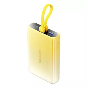 Vention 10000mAh power bank z wyświetlaczem LED, USB-C + Lightning + USB-A, 22,5W (żółty)