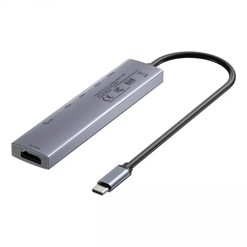 Unitek H1124AGY01 hub USB-C z 100W PD, HDMI 2.0, 2x USB‑A, 2x USB‑C, czytnik SD/microSD — aluminium