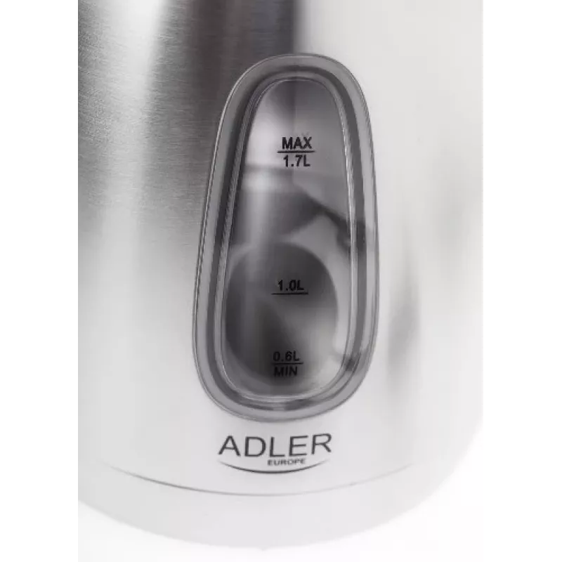 Czajnik elektryczny Adler AD1223 — 1,7 l, 2000 W, stal nierdzewna z czarnymi akcentami