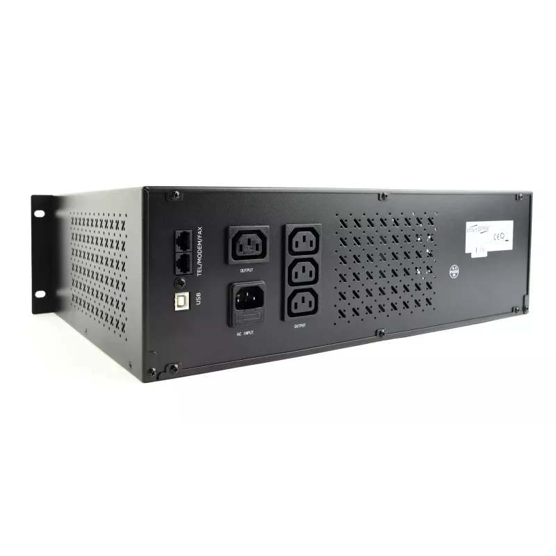 Gembird - UPS rack 19'' 3.4U 1500VA, 4x IEC 230V wyjście, IEC14 wejście, RJ11, USB, LCD Line-Interactive 1.5 kVA 900 W 4 gniazda wyjściowe