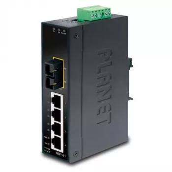 PLANET 4-portowy przełącznik Fast Ethernet PLANET IP30 cienki Type 4-portowy, przemysłowy przełącznik Ethernet + 1 port 100Base-FX(SC) (-10 – 60°C) (ISW-511)