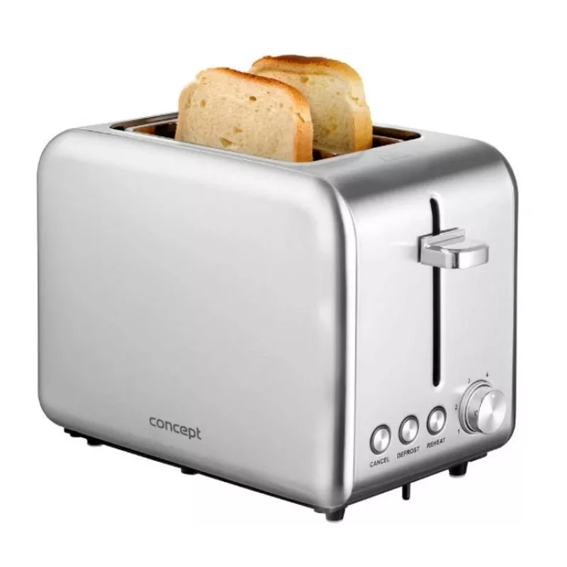 Toaster Concept Solution TE2050 — 2 kromki, 950 W, stal nierdzewna, 280×160 mm