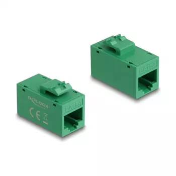 Moduł keystone DELOCK 90640 — płaski wtyk RJ-45, zielony, 16,2×30×20,5 mm
