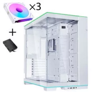 Zestaw obudowy PC Lian Li O11 Dynamic EVO RGB, Midi-Tower, ARGB, szkło hartowane + 3x wentylator UNI FAN SL-INF Reverse Blade - biały