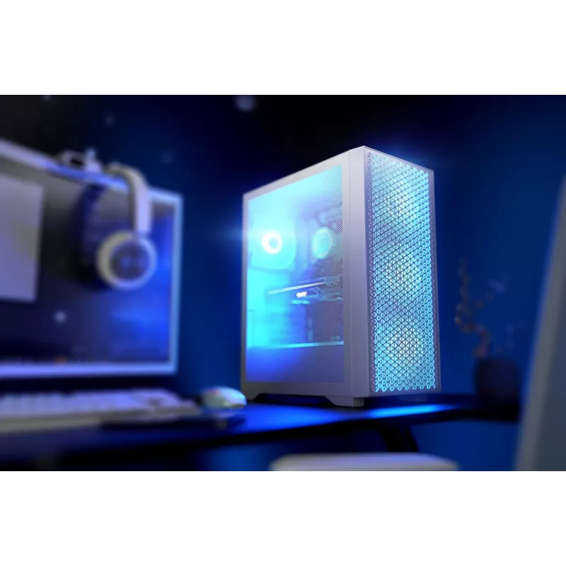 Obudowa PC LOGIC Dart Pro Midi ARGB biała — Midi Tower, ATX, 456×200×385 mm, maks. GPU 34 cm, wysokość chłodzenia CPU 155 mm, 3x120 mm przód + 1x120 mm tył, USB 3.0 x2, USB-C x1