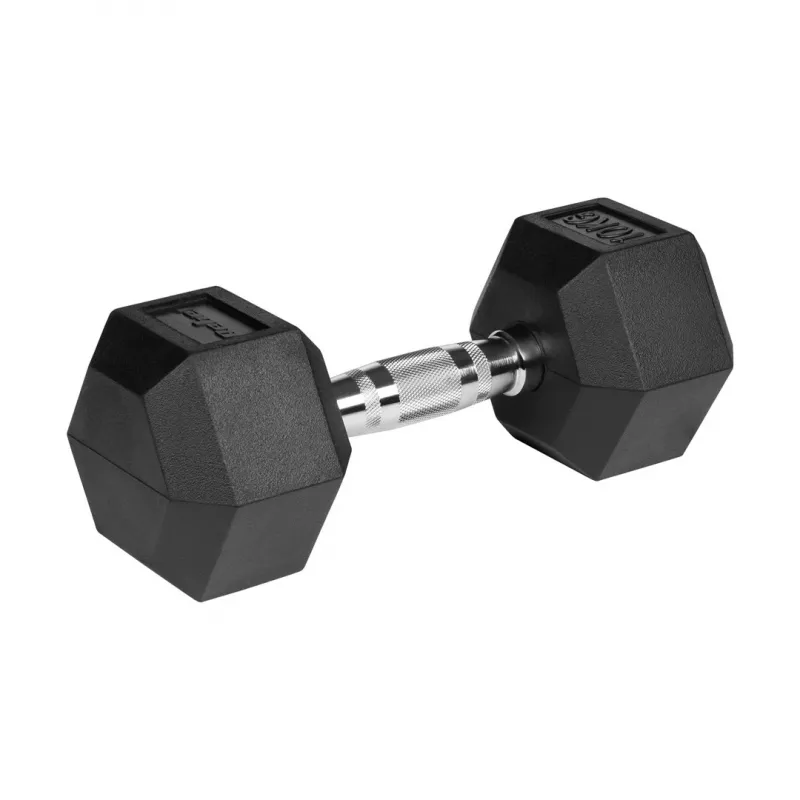 Gumowane hantle żeliwne HEX 2x10 kg REBEL ACTIVE