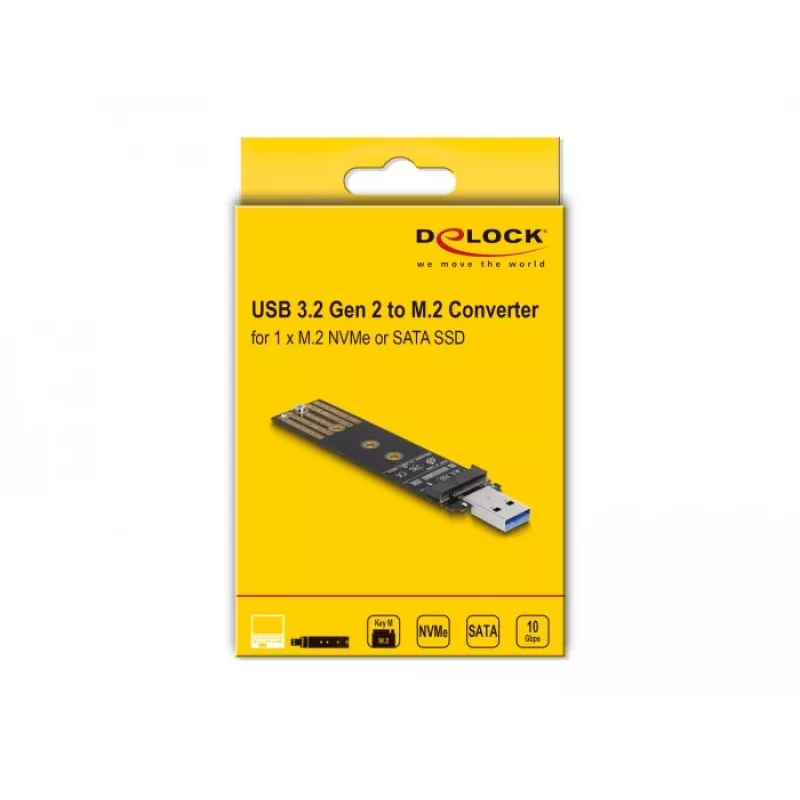 DeLOCK Combo Converter dla M.2 NVMe PCIe lub SATA SSD USB 3.2 Gen 2 Czarny