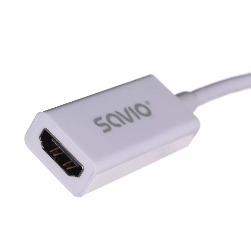 adapter kablowya wideo SAVIO Mini DisplayPort (męski) na HDMI typu A (żeński) 0,2 m, biały