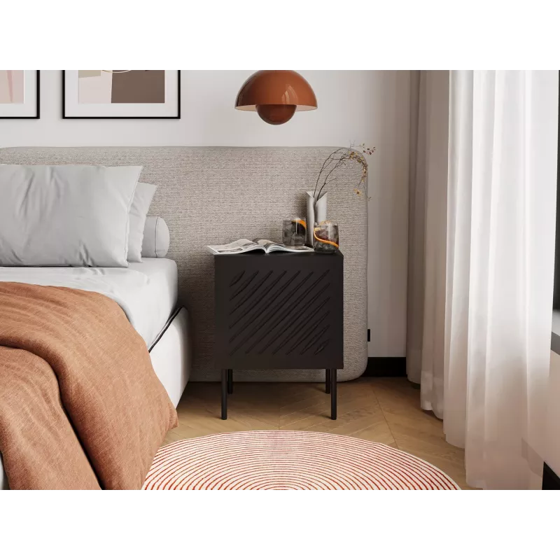 Nightstand Cama Meble SIENA set of 2, 44.5×40×59 cm, Czarny matt, MDF and particle board