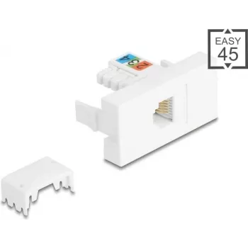 DELOCK Easy 45 Moduł RJ12 Gniazdo LSA UTP Biały 90897 – Moduł keystone RJ12, zakończenie LSA, UTP
