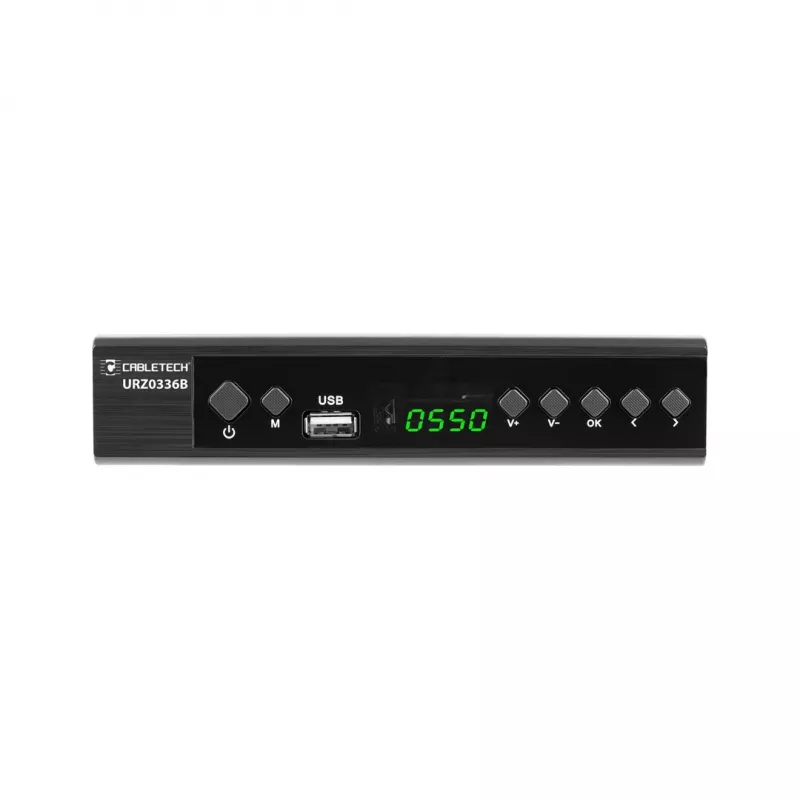 Cyfrowy odbiornik telewizyjny Cabletech URZ0336C DVB-T/T2 H.265 naziemny tuner, 470–862 MHz, 1 tuner, HDMI, USB, SCART