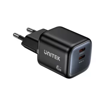 Unitek Wall Charger 2x GaN 45W — 2× USB‑C PD 3.0 i szybkie ładowanie QC