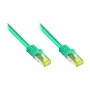 Kabel krosowy RJ45 z surowym kablem kat. 7 i ochroną zaczepu (RNS®), S/FTP, PiMF, bezhalogenowy, 600MHz, OFC, zielony, 0,5m, Good Connections® (8070R-005G)