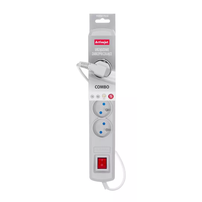 Listwa zasilająca Activejet szara z przewodem ACJ COMBO 5G/1,5M/BEZP. AUT/S