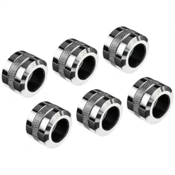Alphacool Eiszapfen Pro Connector 16mm Hardtube Fitting G1/4, 6-pack - chrom