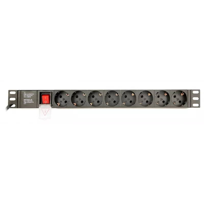 Jednostka dystrybucji zasilania GEMBIRD EG-PDU-014-C14, 8 gniazd AC, wejście C14, kabel 3 m, 1U, 3680 W, 10 A, aluminium, czarny