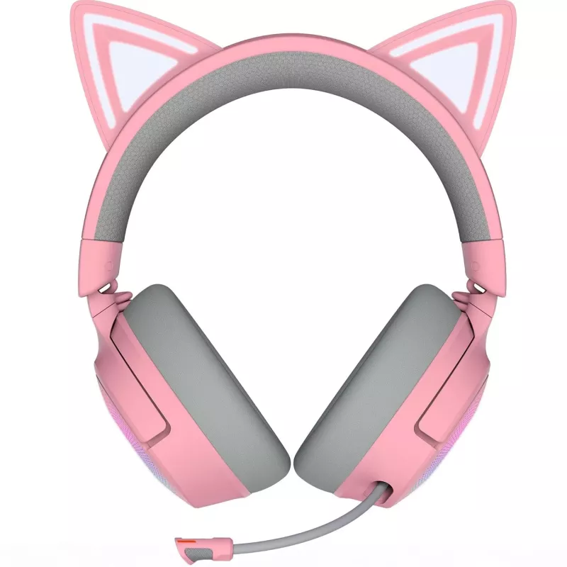 Zestaw słuchawkowy Razer Kraken Kitty V3 Pro - Quartz, przewodowy i bezprzewodowy, pałąk, gaming, USB Type-A, Bluetooth, różowy