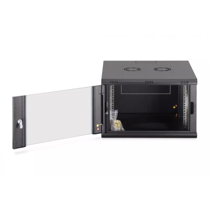 Szafka rack 19 cali naścienna DIGITUS Dynamic-N DN-37103 — 7U, 600x600 mm, IP20, niezmontowana, czarna