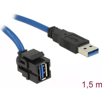 DeLOCK Keystone Module USB 5 Gbps type-A female 250° to type-A male z kablem 1,5 m czarny