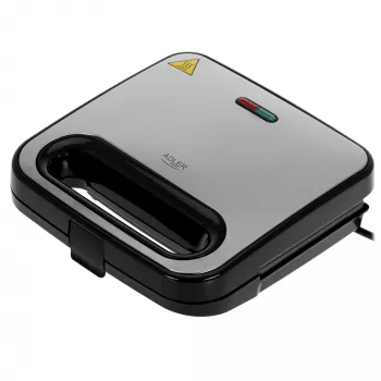 Sandwich maker Adler AD 3076 — 1000 W kompaktowy opiekacz do kanapek, czarno-srebrny