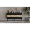 Komoda cama meble INSERTO 3D 143,5×40×80 cm czarna z LED, płyta wiórowa, rama 16 mm