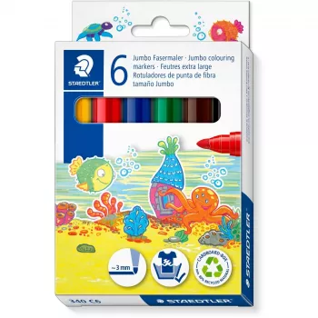 Marker Staedtler Noris Jumbo 6 szt. zmywalny nietoksyczny — szeroka końcówka, bezpieczne dla dzieci