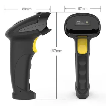Bezprzewodowy skaner kodów kreskowych QOLTEC 50856 — ręczny, przewodowo-bezprzewodowy, 1D i 2D, interfejs USB, obudowa ABS, 170×62×100 mm, 203 g