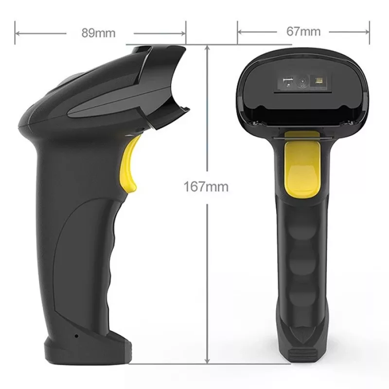 Bezprzewodowy skaner kodów kreskowych QOLTEC 50856 — ręczny, przewodowo-bezprzewodowy, 1D i 2D, interfejs USB, obudowa ABS, 170×62×100 mm, 203 g