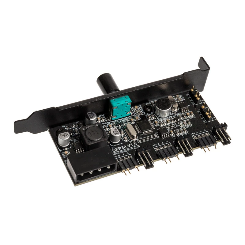 Kontroler wentylatorów i oświetlenia LED RGB na slot PCI Lamptron CFP30, czarny