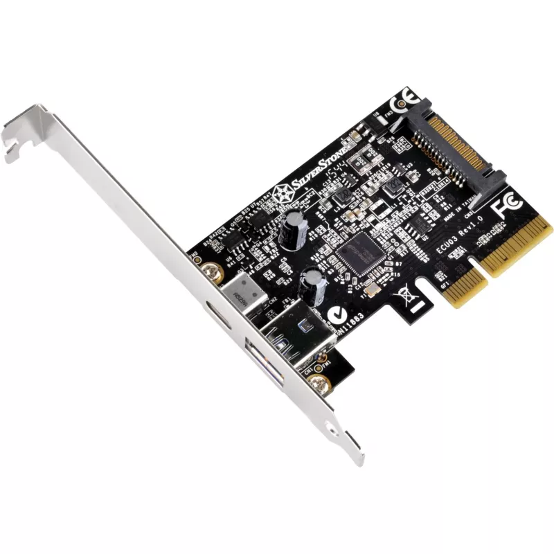 SilverStone ECU03 - adapter USB - PCIe 2,0 x2 Low Profile - USB-C 3,1 x 1 + USB-C x 1 (SST-ECU03)